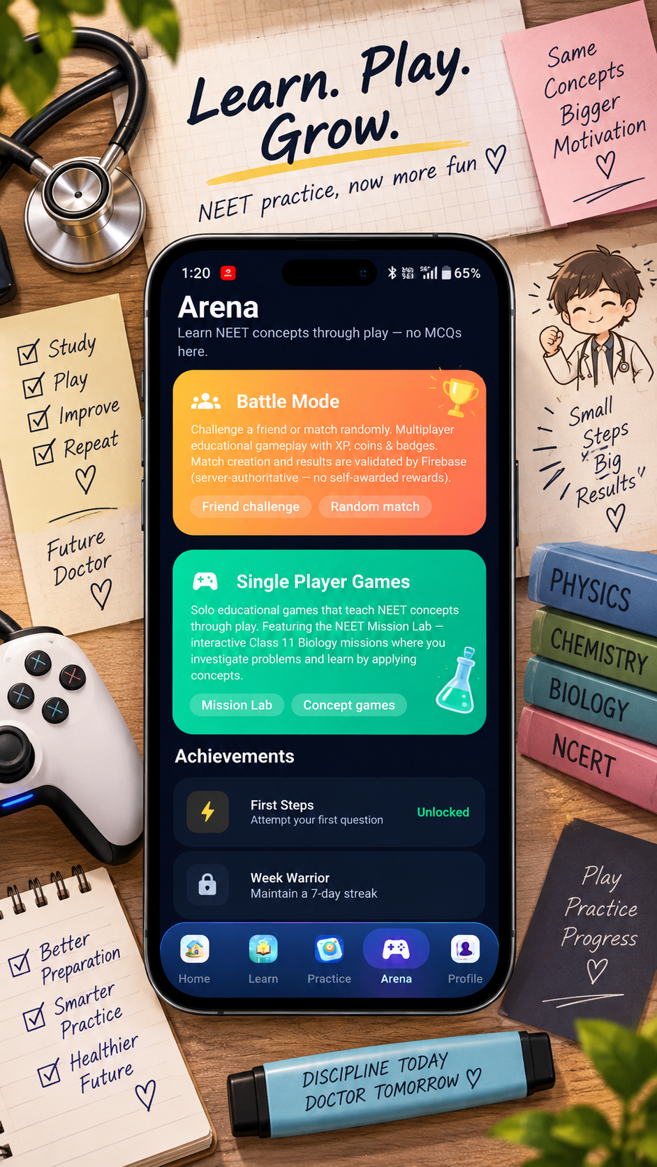 NEET Mentis Arena with real-time Battle Mode and single-player games